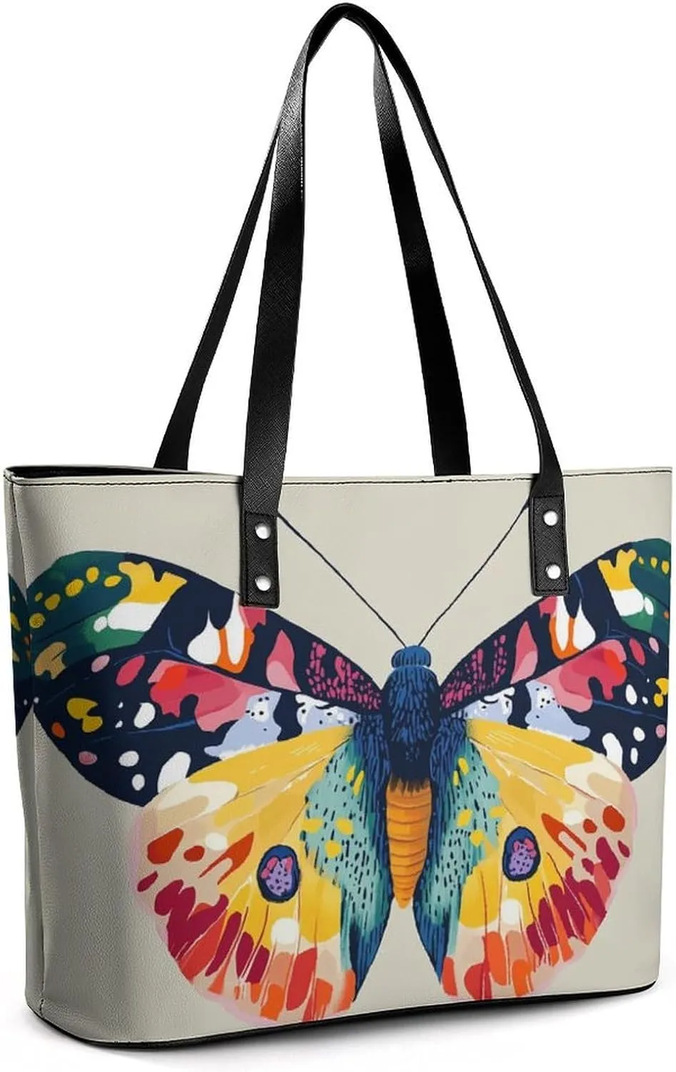 Colorful Butterfly Women Soft Leather Handbags Tote Purses Shoulder Bucket Bags