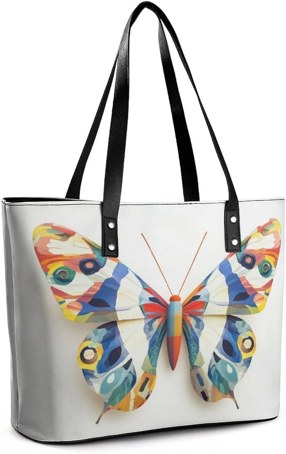 Colorful Butterfly Women Soft Leather Handbags Tote Purses Shoulder Bucket Bags