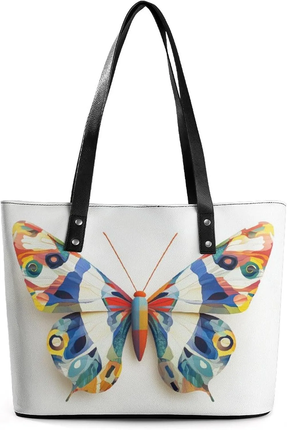 Colorful Butterfly Women Soft Leather Handbags Tote Purses Shoulder Bucket Bags
