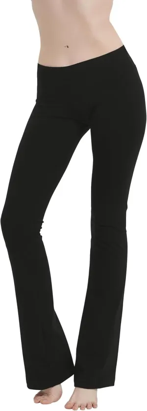 Cotton Spandex Low Rise Bootcut Flare Yoga Pants Legging(Regular Size/Plus Size) S-5XL (32"/34"/36" Inseam)