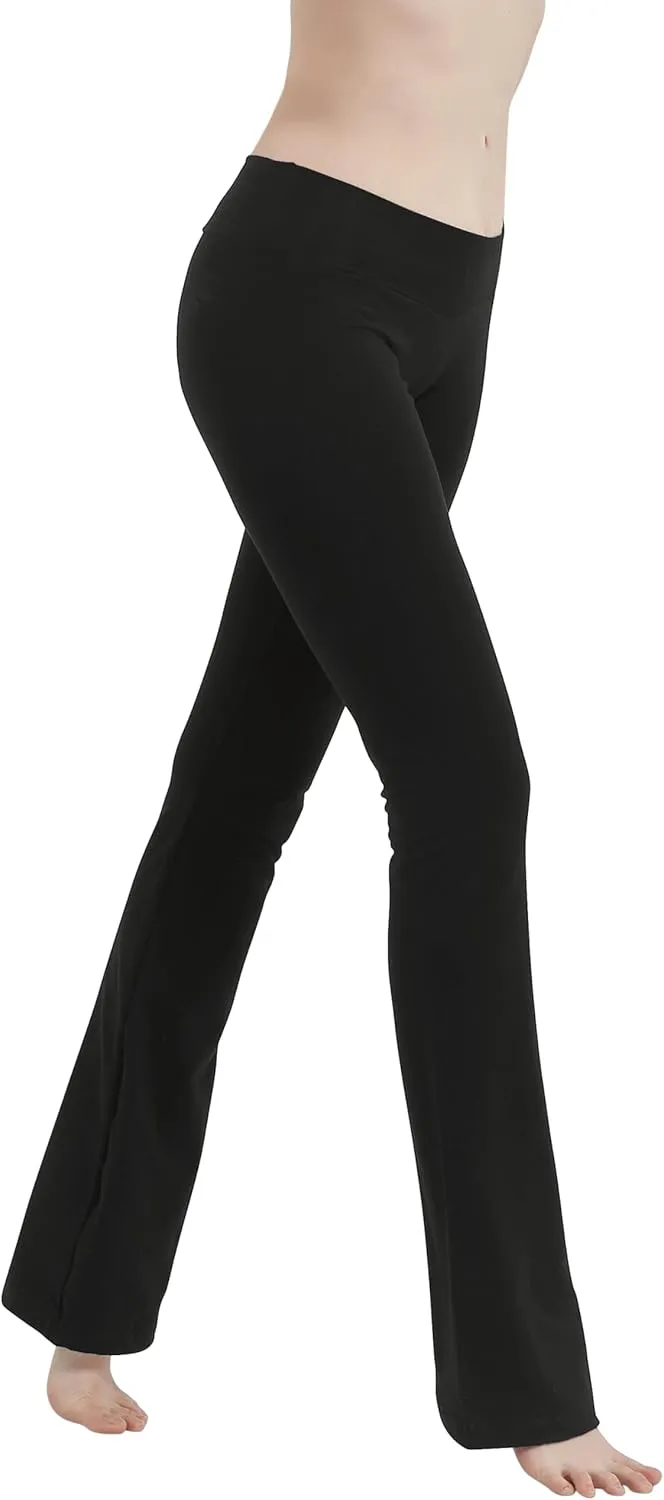 Cotton Spandex Low Rise Bootcut Flare Yoga Pants Legging(Regular Size/Plus Size) S-5XL (32"/34"/36" Inseam)