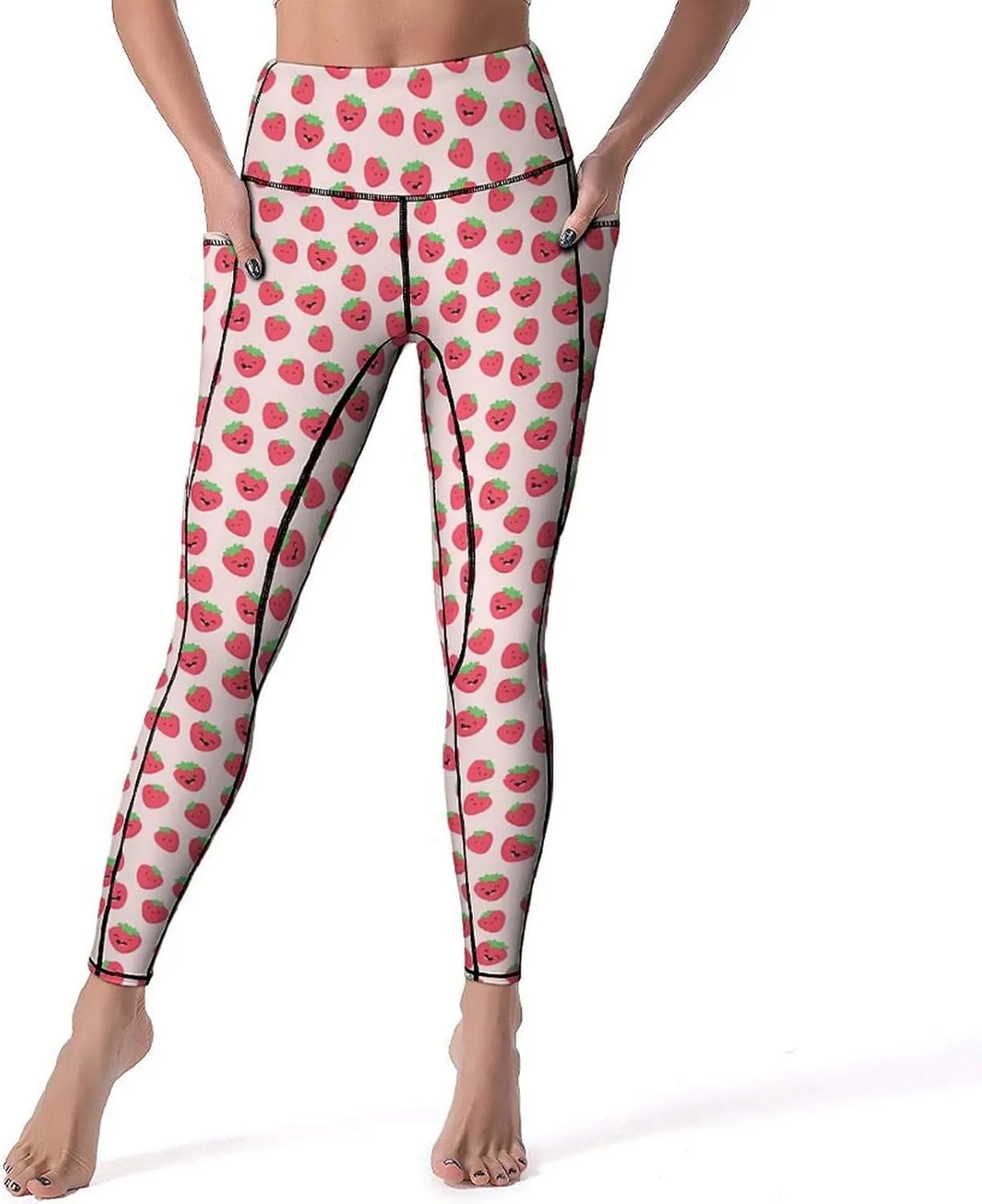 Cute Birds Floral Yoga Pants Women Tummy Control Workout Leggings with Pockets Stretchy High Waist Work Casual Pants