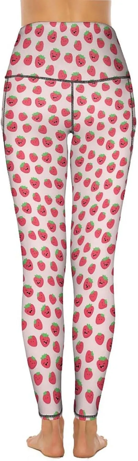 Cute Birds Floral Yoga Pants Women Tummy Control Workout Leggings with Pockets Stretchy High Waist Work Casual Pants