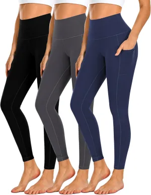 Dimore 4 Pack Workout Leggings for Women with Pockets,High Waisted Tummy Control Yoga Pants for Workout Running