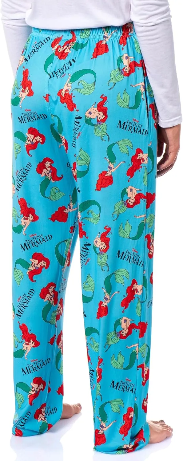 Disney The Little Mermaid Women's AOP Ariel Design Adult Elastic Drawstring Lounge Sleep Pajama Pants