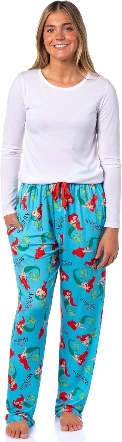 Disney The Little Mermaid Women's AOP Ariel Design Adult Elastic Drawstring Lounge Sleep Pajama Pants