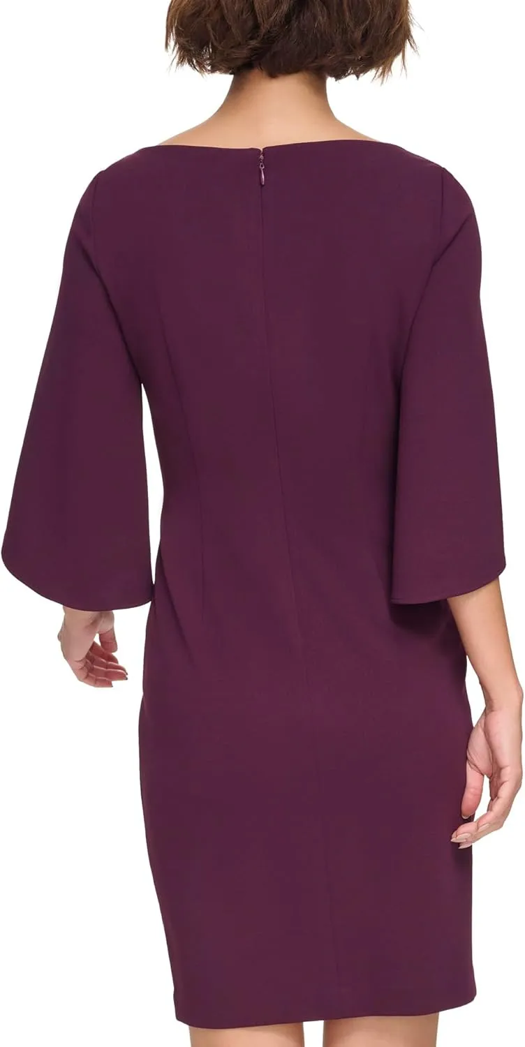 DKNY womens Open Sleeve Ruched Sheath Dress