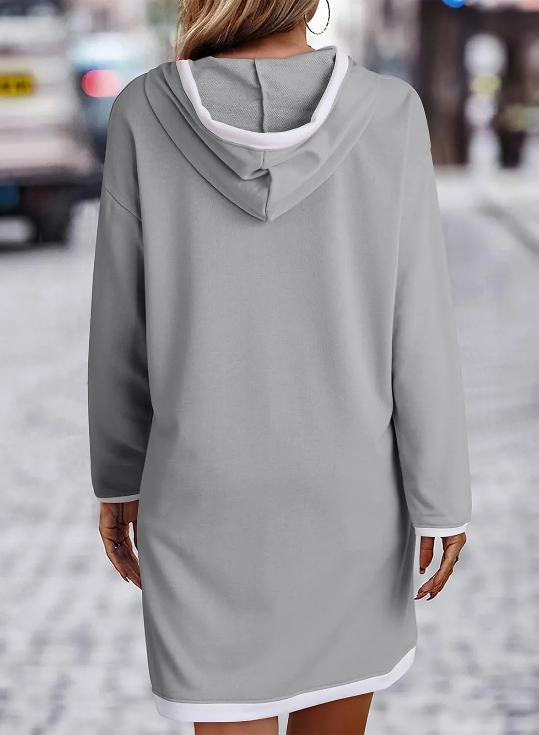 Dokotoo Women's Long Sleeve Hoodie Dress 2024 Pullover Fall Tops Sweatshirt Dress with Pockets