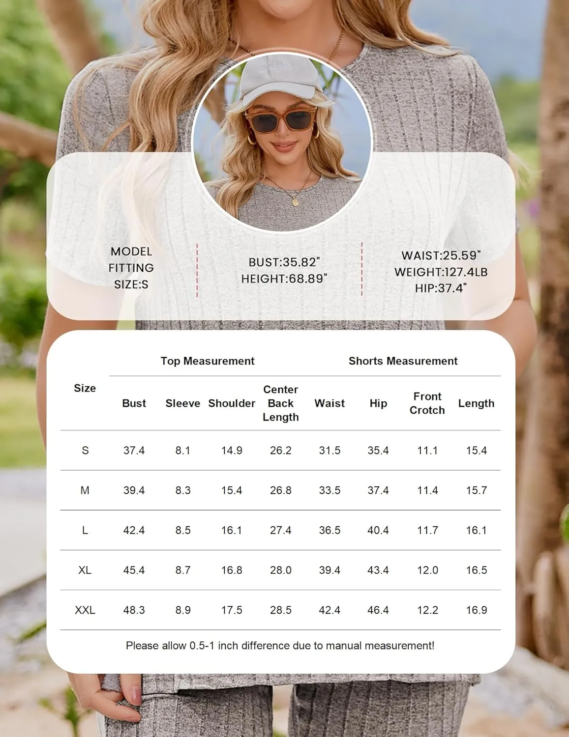 Ekouaer Maternity Sets 2 Piece Outfits Ribbed Knit Short Sleeve Shirts and Biker Shorts Pregnancy Loungewear Mama Clothes