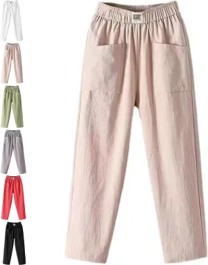Endurance Loose Pants Women, Summer Cotton Linen Women's loosely Pants, Linen Trousers Casual High Waist Joggers