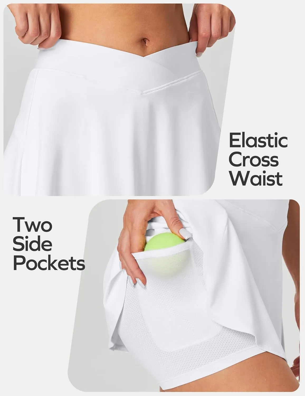 Ewedoos Women's Athletic Skirt Cross Waist Tennis Skirt with Pockets Linner Skorts Tennis Skirts Golf Pickleball Casual