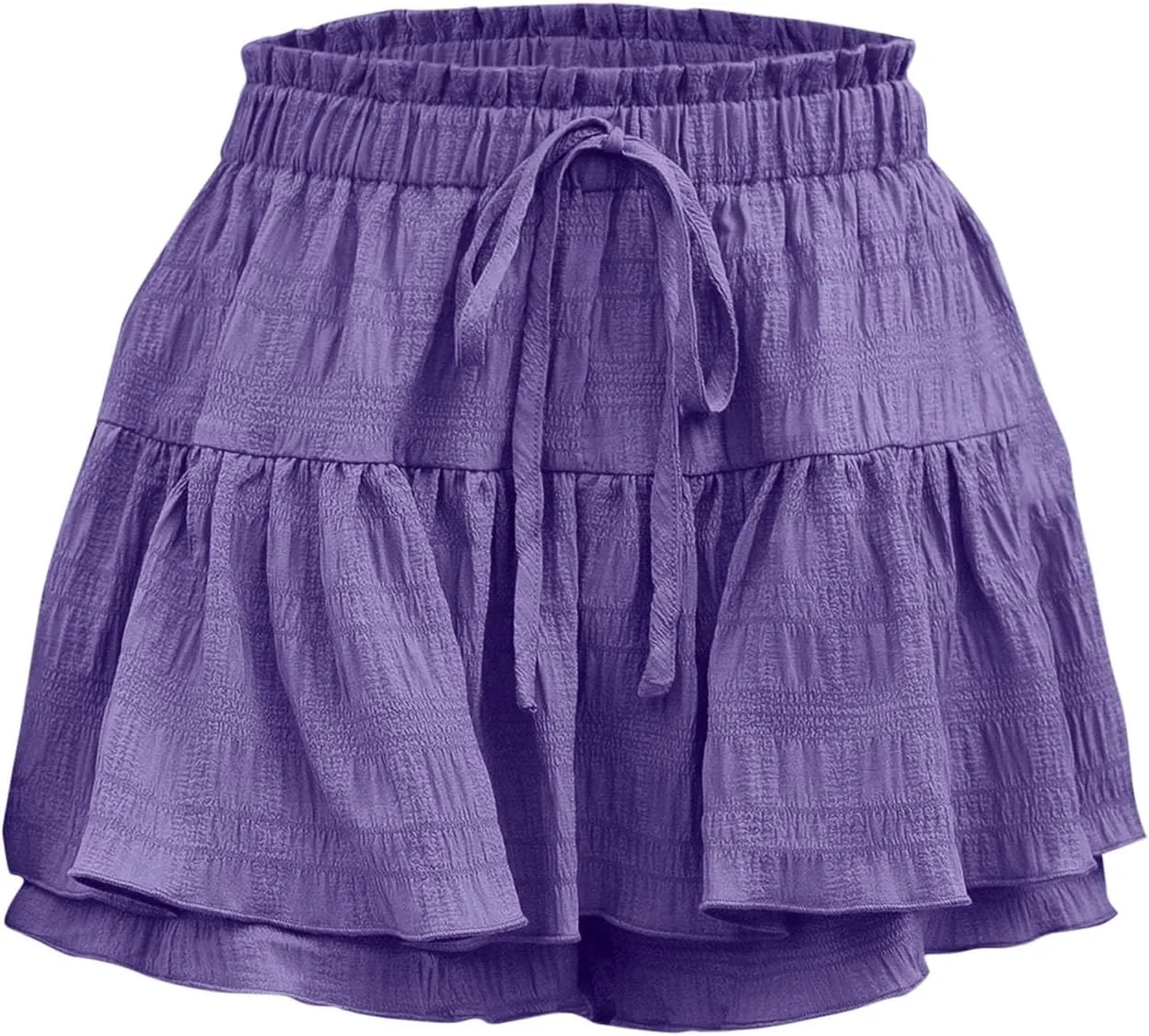 Fashion Paperbag Ruffle Flowy Skorts for Women Summer Swing Skirts with Built-in Shorts Beach Holiday Outfits