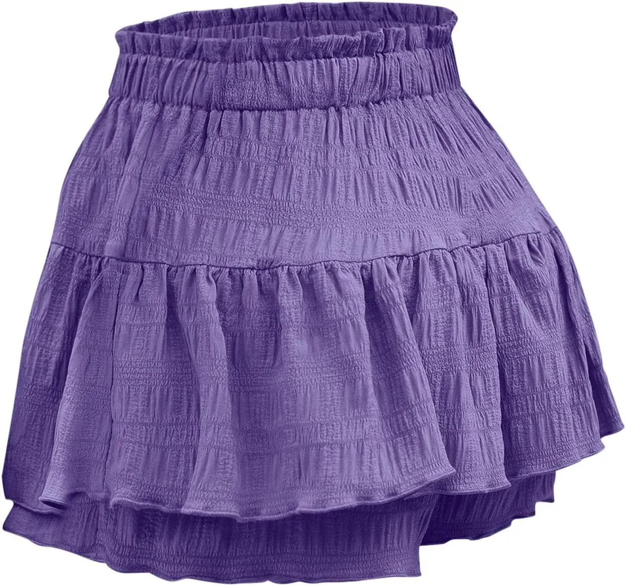 Fashion Paperbag Ruffle Flowy Skorts for Women Summer Swing Skirts with Built-in Shorts Beach Holiday Outfits