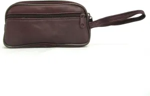 Fashion Soft Quality Leather Cellphone Holder Sleeve Pouch Wristlet Wallet (Brown)