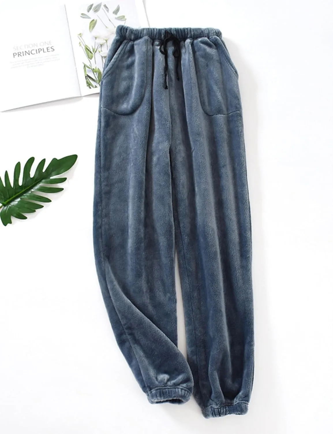 Fiona Jolin Women's Plush Fluffy Pajama Pants Winter Warm Fuzzy Fleece Lounge Bottoms Sleepwear with Pockets