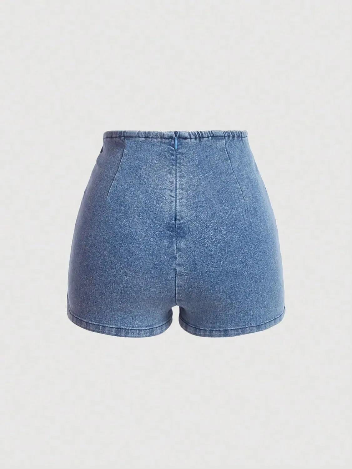 Floerns Women's Casual Twist Front Denim Skort Zip Up Skinny Skirt Shorts