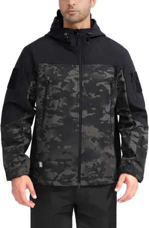 FREE SOLDIER Men's Outdoor Waterproof Soft Shell Hooded Military Tactical Jacket