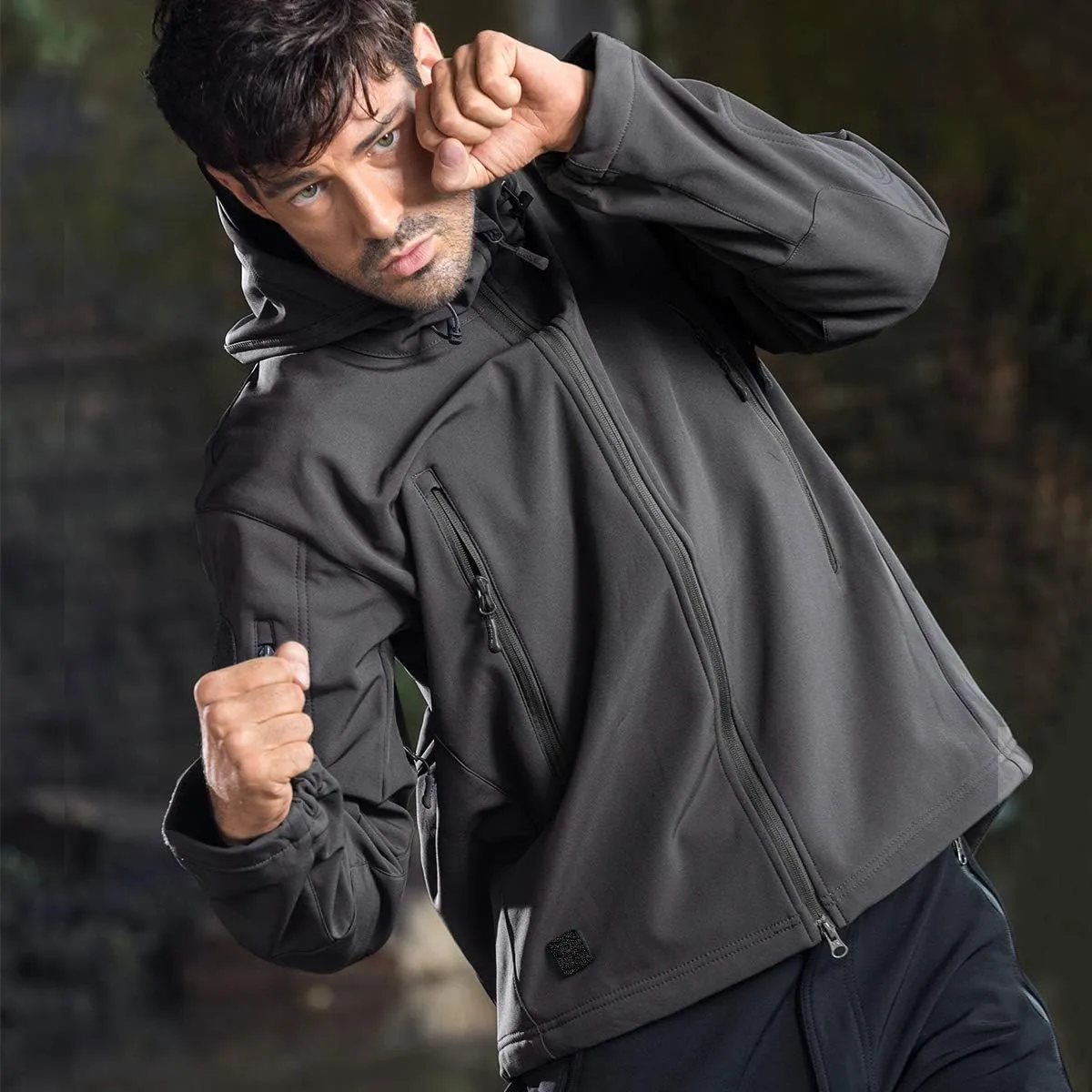 FREE SOLDIER Men's Outdoor Waterproof Soft Shell Hooded Military Tactical Jacket