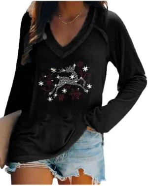 Fronage Womens Rhinestone Skull Tank Tops Long Short Sleeve Summer V Neck Sleeveless Shirts