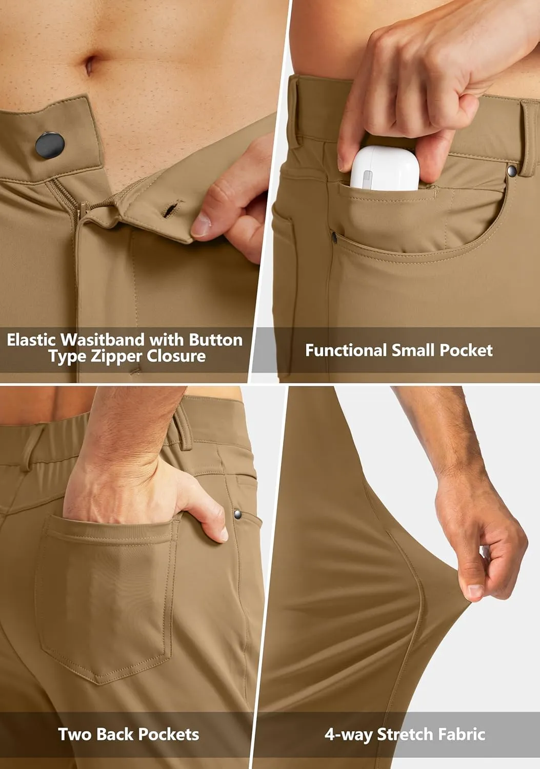 G Gradual Men's Stretch Golf Pants with 6 Pockets Slim Fit Dress Pants for Men Travel Casual Work
