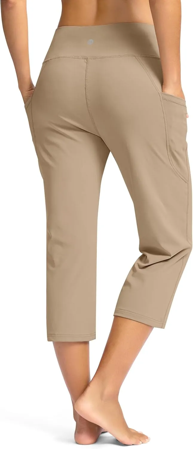 G Gradual Yoga Capri Pants for Women with Pockets High Waist Capris Leggings Tummy Control Straight Workout Summer Crop Pants