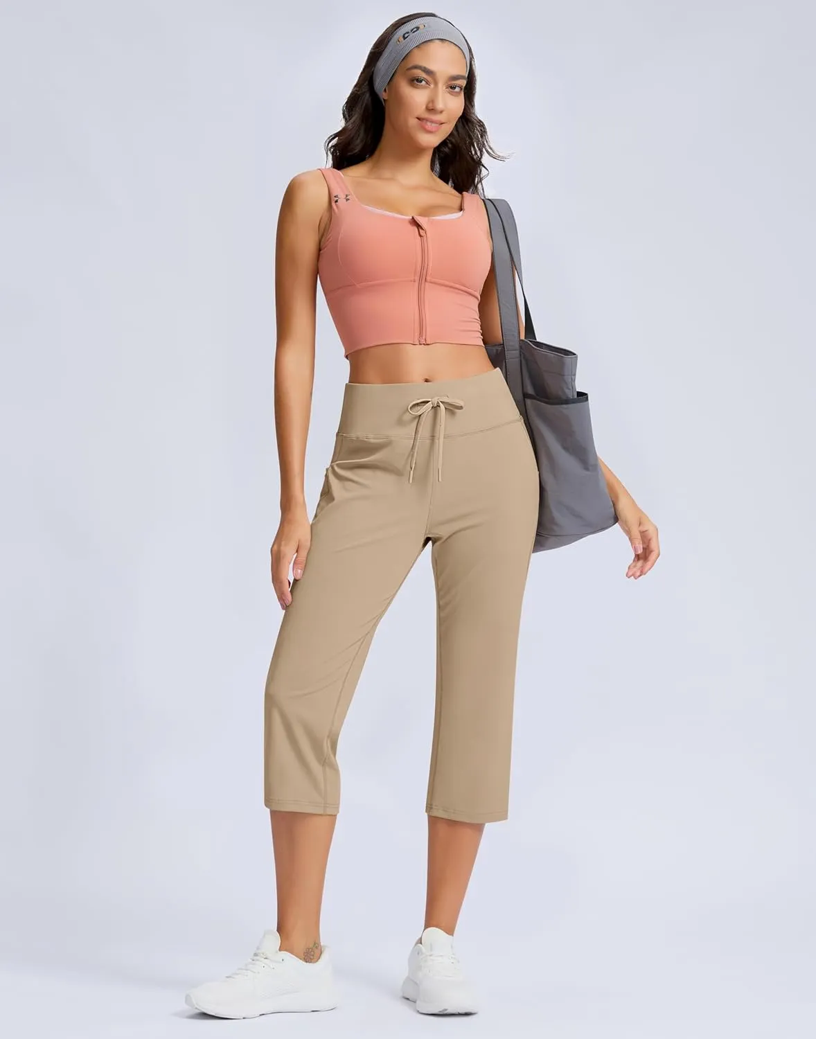 G Gradual Yoga Capri Pants for Women with Pockets High Waist Capris Leggings Tummy Control Straight Workout Summer Crop Pants