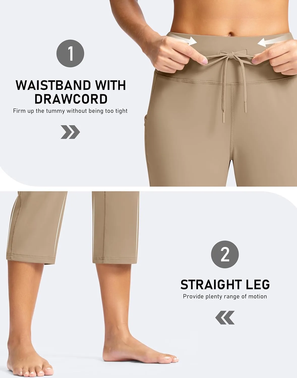 G Gradual Yoga Capri Pants for Women with Pockets High Waist Capris Leggings Tummy Control Straight Workout Summer Crop Pants