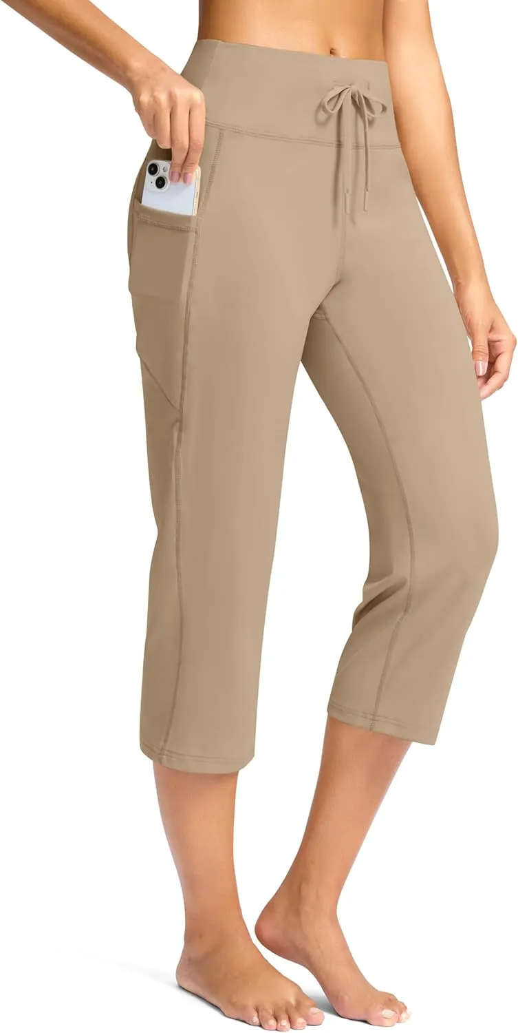 G Gradual Yoga Capri Pants for Women with Pockets High Waist Capris Leggings Tummy Control Straight Workout Summer Crop Pants