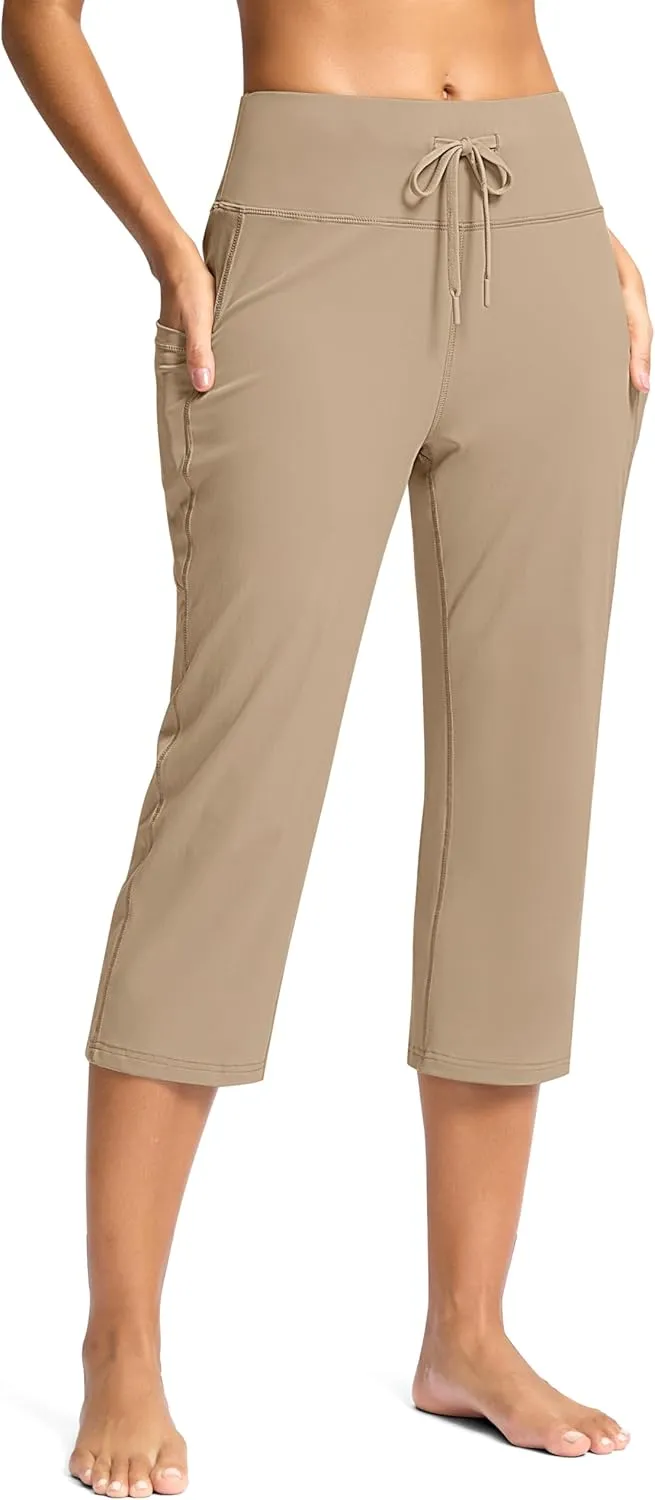 G Gradual Yoga Capri Pants for Women with Pockets High Waist Capris Leggings Tummy Control Straight Workout Summer Crop Pants