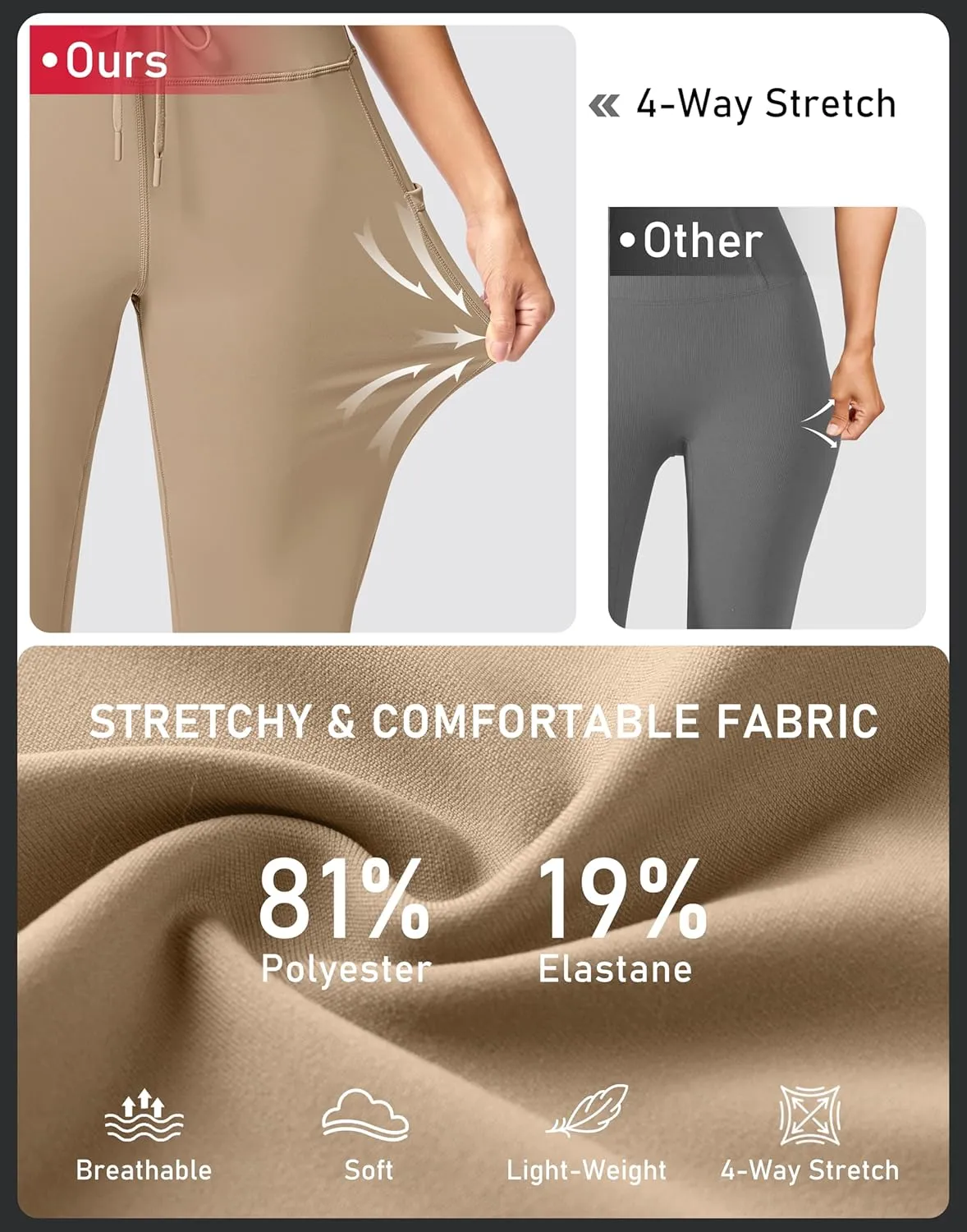 G Gradual Yoga Capri Pants for Women with Pockets High Waist Capris Leggings Tummy Control Straight Workout Summer Crop Pants