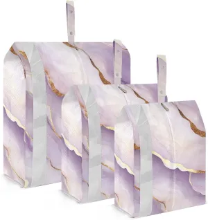 Garment Bag Closet Storage, Luggage Space Saver, Marble White White, Waterproof, 3 Set Travel Packing Cubes For Suitcases,Organizadores De Maletas Para