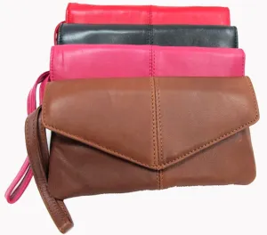 Genuine Soft Leather Utility Pouch Wristlet 2pc for $12.99 BLACK   BROWN