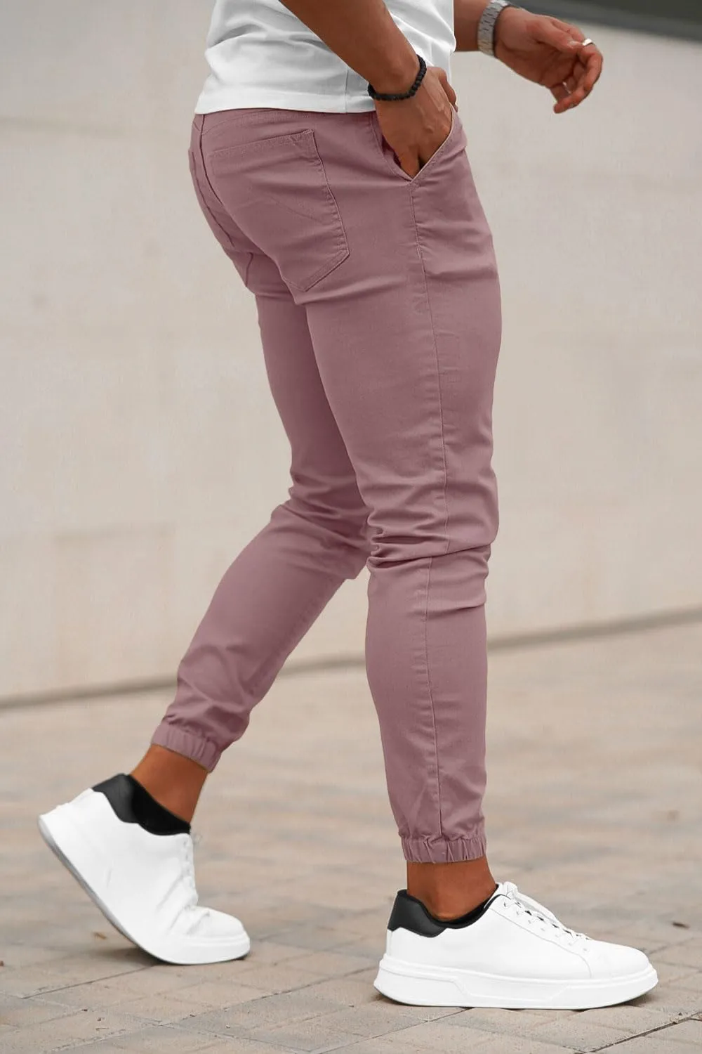 GINGTTO Mens Slim Fit Joggers Short Length Fitted Stretch Pants Elastic Waist Drawstring Tapered Leg