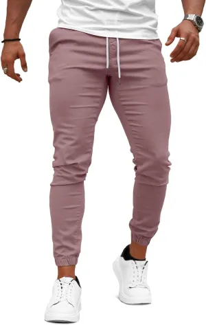 GINGTTO Mens Slim Fit Joggers Short Length Fitted Stretch Pants Elastic Waist Drawstring Tapered Leg