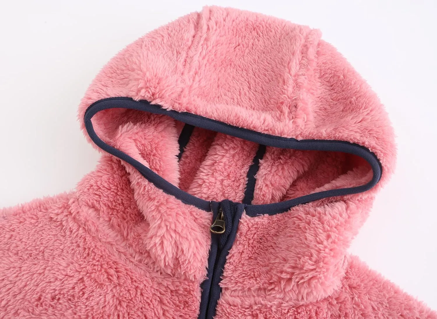Girl's Jacket Kids Full Zip Ultra Soft Sherpa Fleece Hoodie Sweatshirt