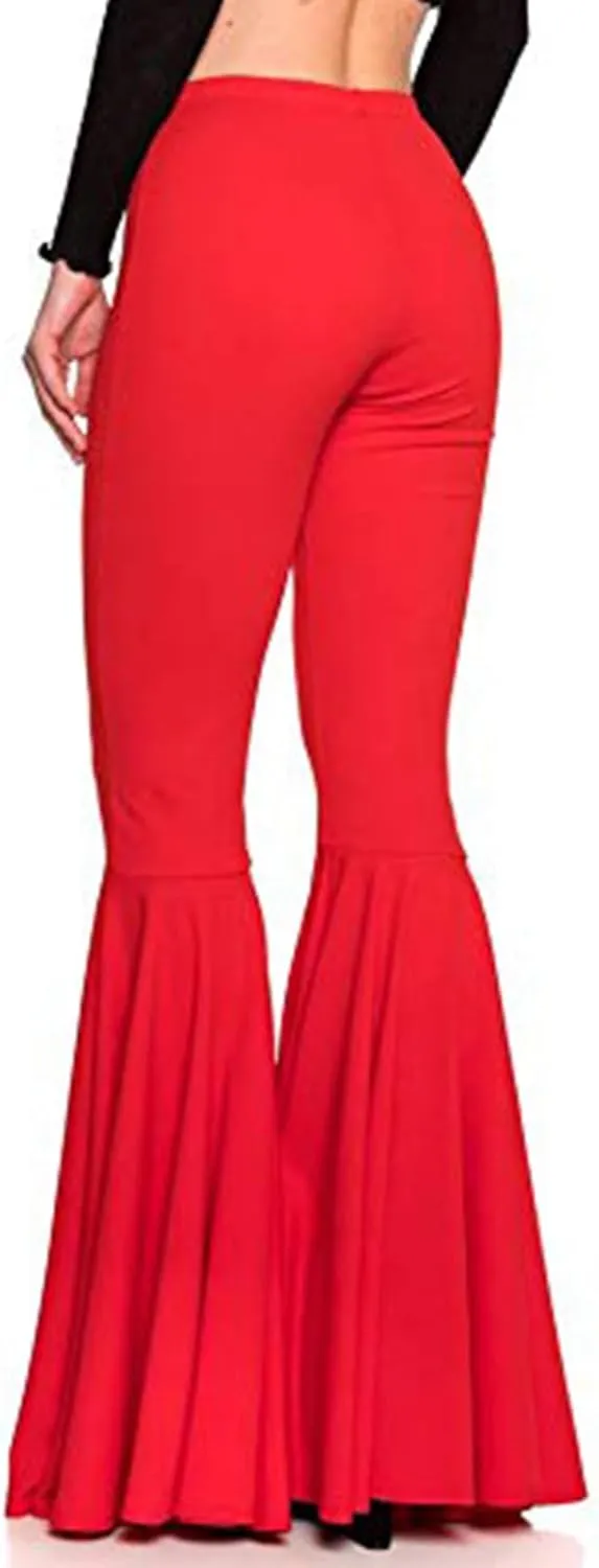 GUOLEZEEV Women High Waisted Flare Pants Solid Color Fashion Pleated Bell Bottoms(7 Colors)