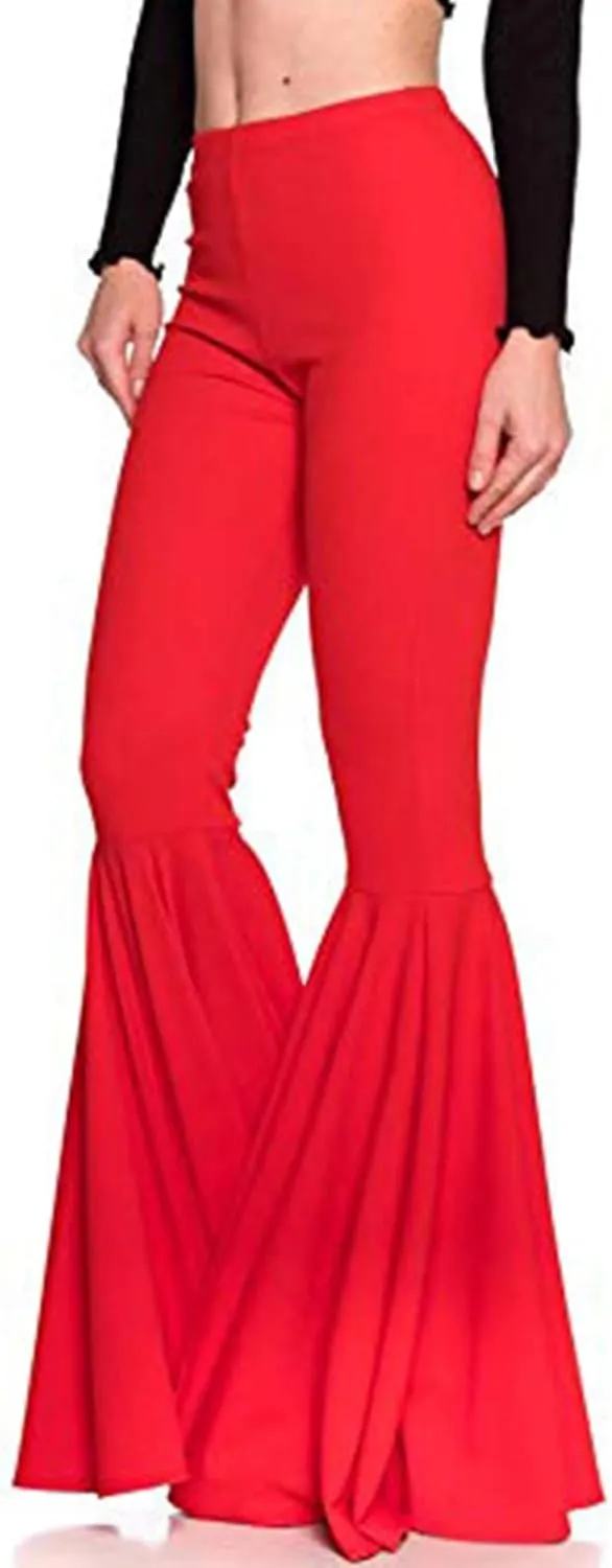 GUOLEZEEV Women High Waisted Flare Pants Solid Color Fashion Pleated Bell Bottoms(7 Colors)