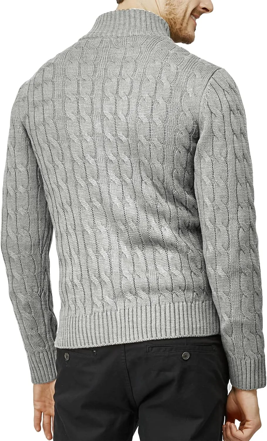 H2H Mens Casual Slim Fit Knitted Cardigan Zip-up Long Sleeve Thermal with Twisted Pattern
