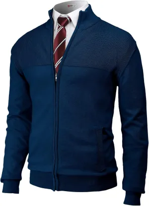 H2H Mens Casual Slim Fit Knitted Cardigan Zip-up Long Sleeve Thermal with Twisted Pattern