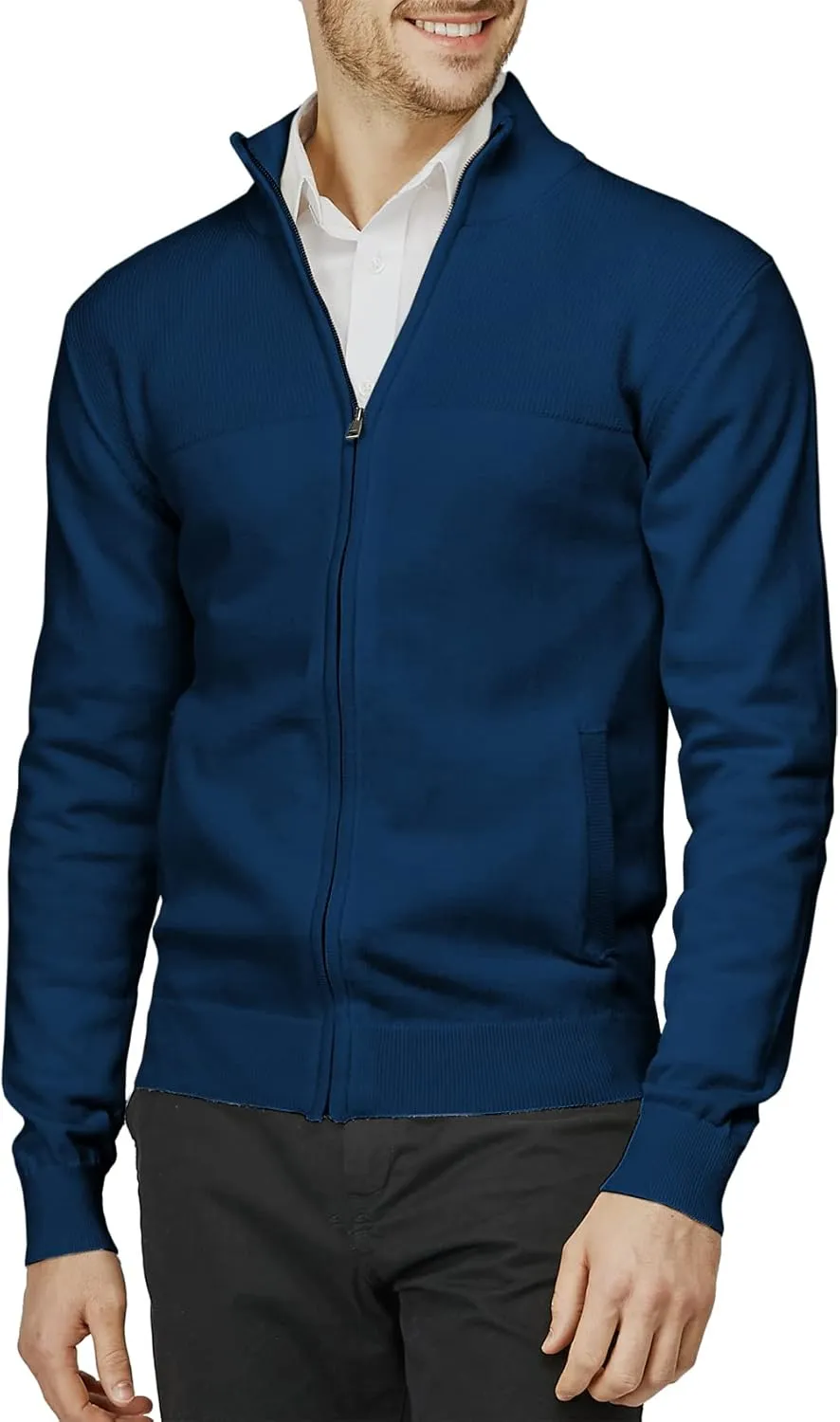 H2H Mens Casual Slim Fit Knitted Cardigan Zip-up Long Sleeve Thermal with Twisted Pattern