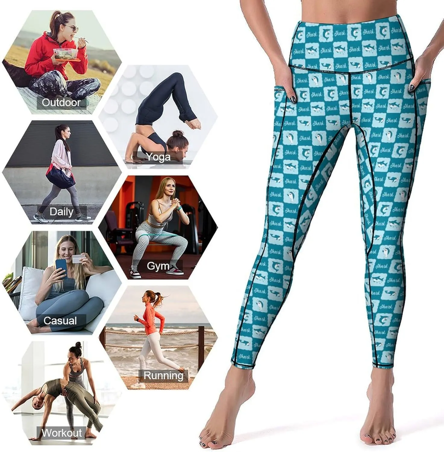 Halloween Skulls Yoga Pants Women Tummy Control Workout Leggings with Pockets High Waist Sports Trousers Lounge Pants