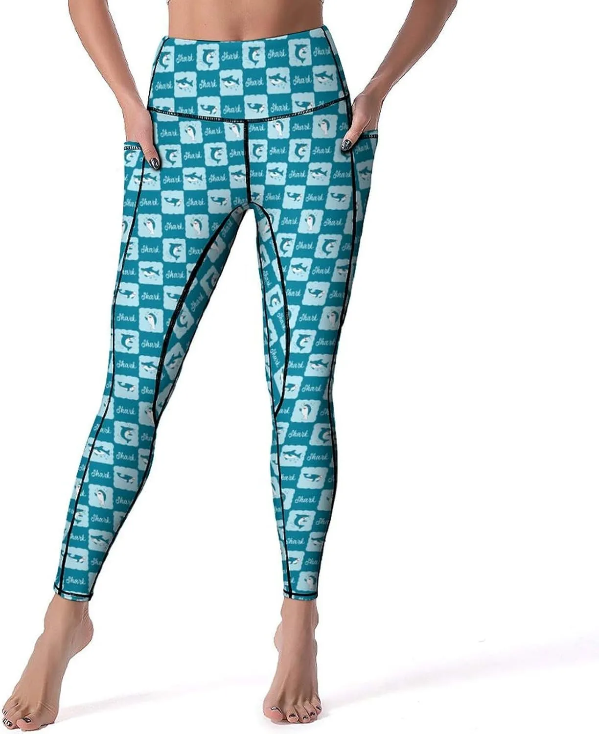 Halloween Skulls Yoga Pants Women Tummy Control Workout Leggings with Pockets High Waist Sports Trousers Lounge Pants