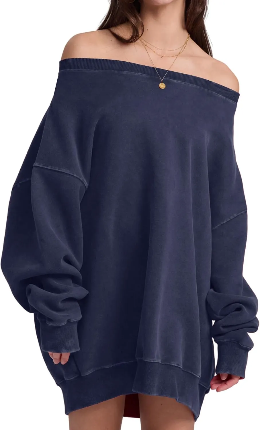 Hatant Womens Off the Shoulder Oversized Sweatshirts One Shoulder Sweatshirts for Women Fashion Hoodies Pullover Sweater Tops