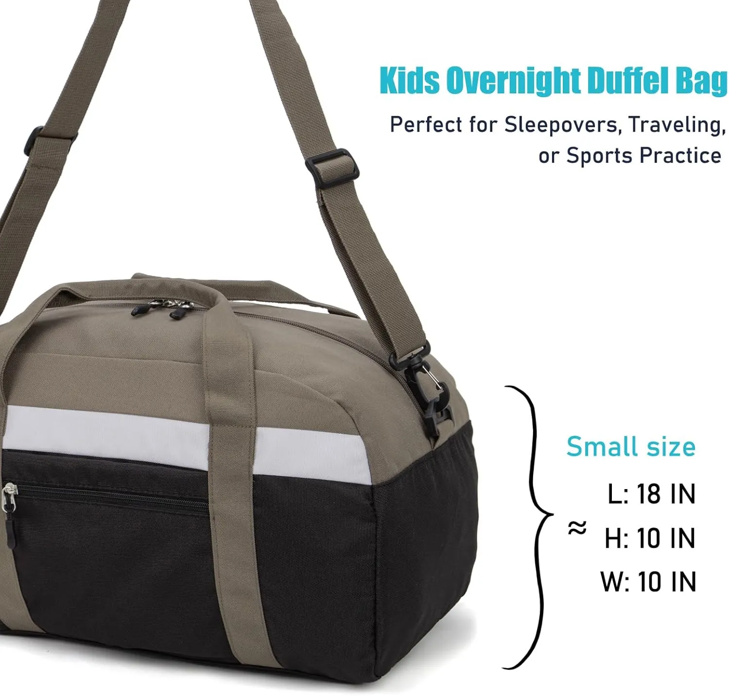 HawLander Kids Duffle Bag for Boys or Girls, Fit School Practice, or Overnight Travel (Black)