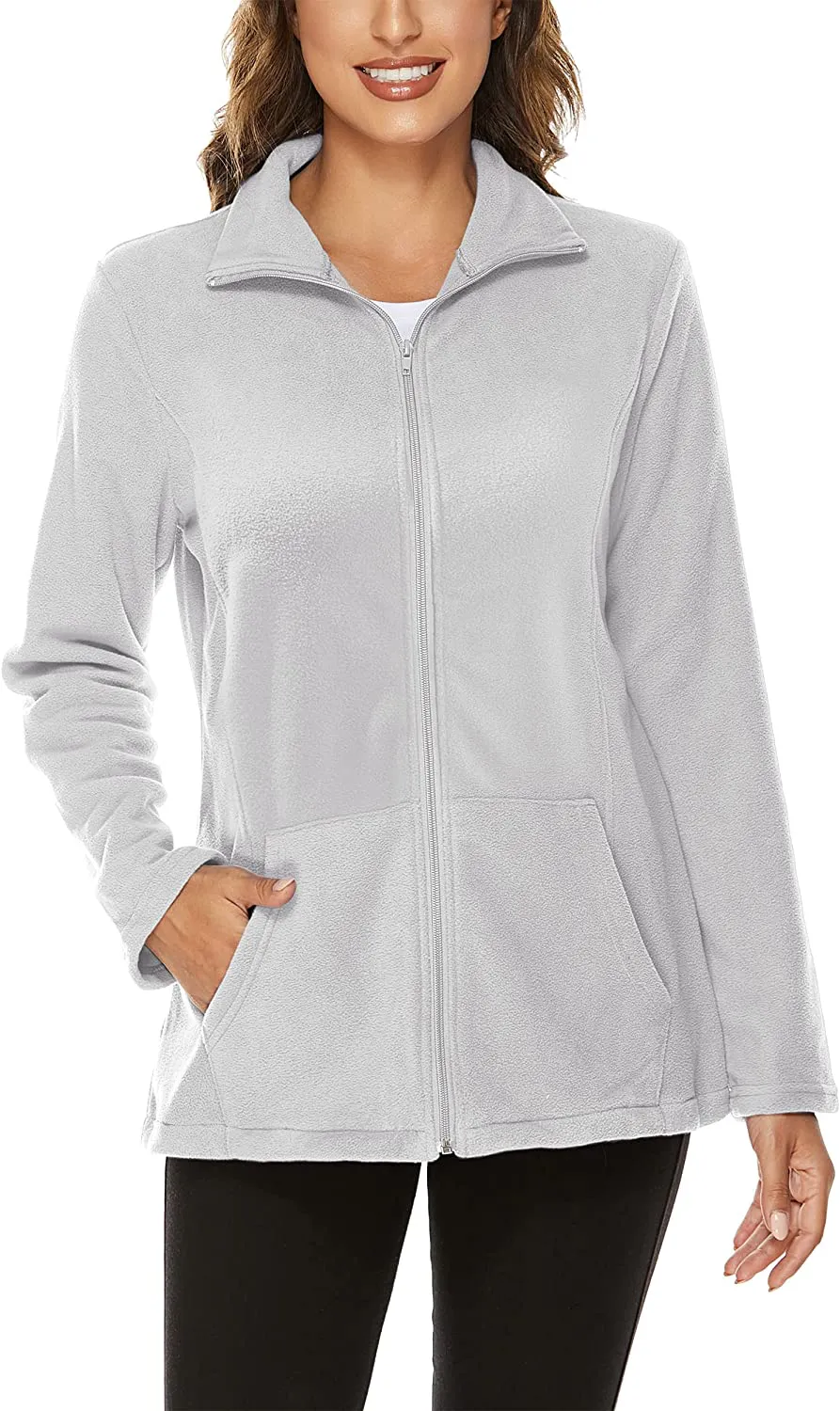 Hibelle Women's Outdoor Full-Zip Thermal Fleece Jacket with Pockets