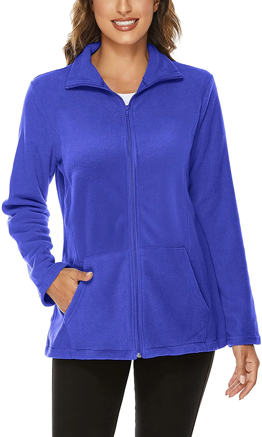 Hibelle Women's Outdoor Full-Zip Thermal Fleece Jacket with Pockets