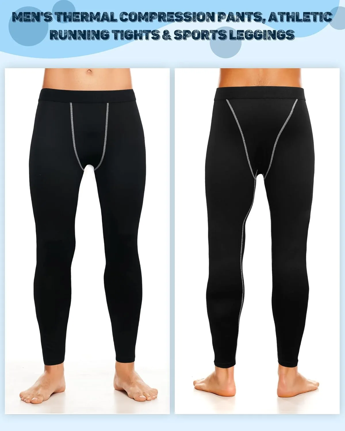 Hicarer 6 Pack Men's Compression Pants Workout Pants Athletic Compression Leggings Running Tights for Men Sport Supplies