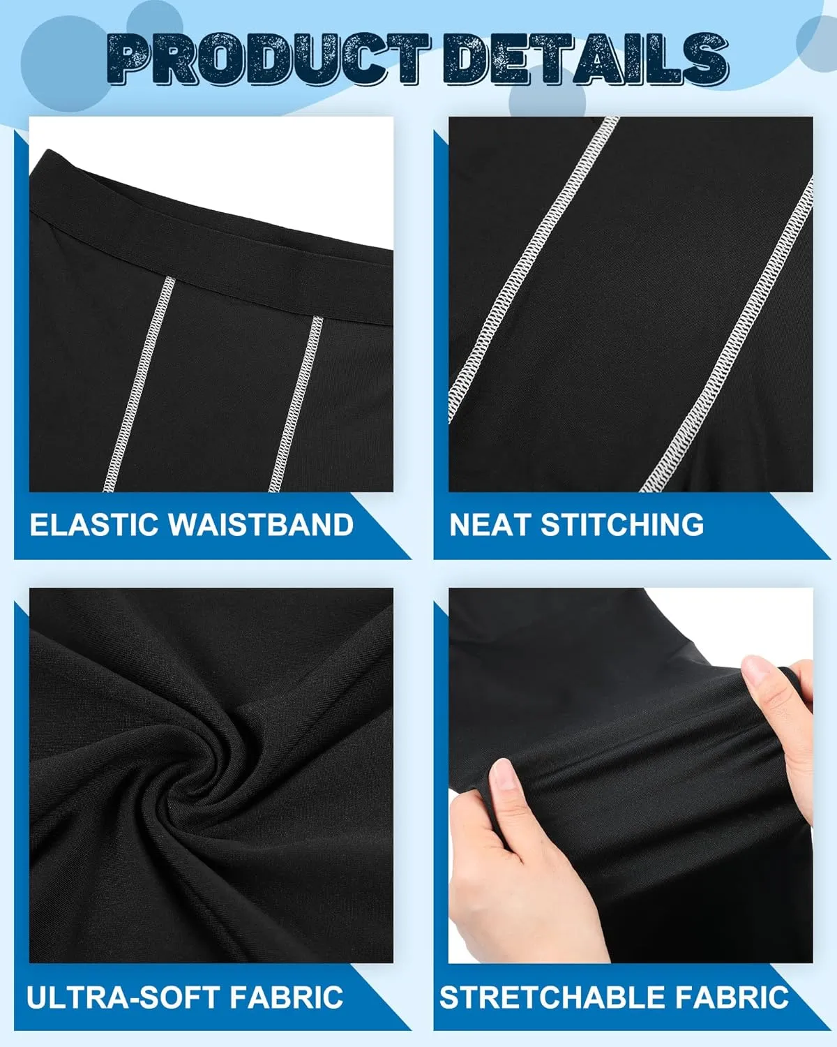Hicarer 6 Pack Men's Compression Pants Workout Pants Athletic Compression Leggings Running Tights for Men Sport Supplies