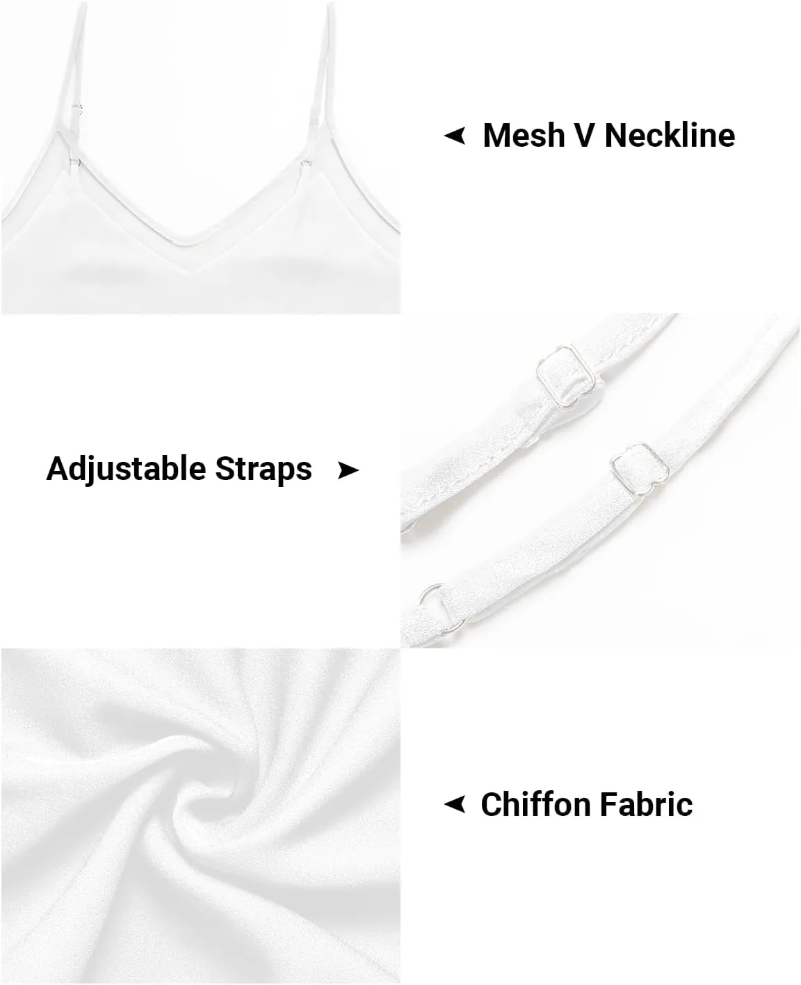 Holipick Chiffon Tank Top for Women V Neck Dressy Flowy Summer Tank Blouse Loose Fit Spaghetti Strap Cami Shirt