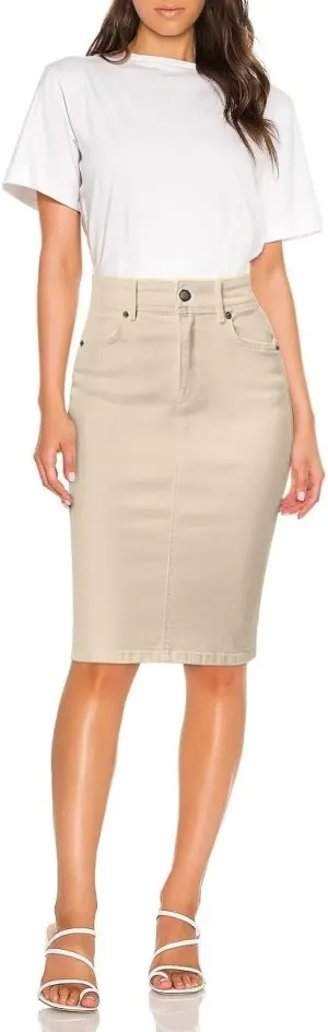 Hybrid & Company Women's Super Comfy Ultra Stretch Skirt Knee Length with Pockets
